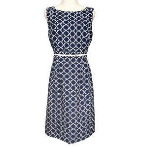 Tahari Arthur S. Levine Navy & White Print Dress